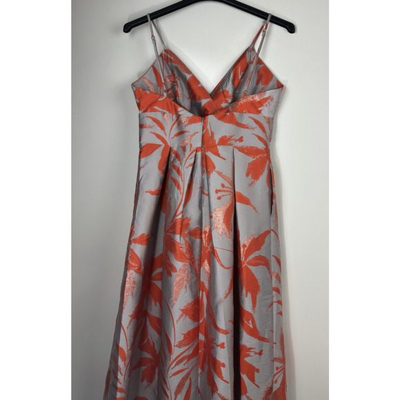 NWT Hutch High Low Spaghetti Strap Satin Midi Dress Pleated Gray Orange Size 8 - Picture 13 of 15